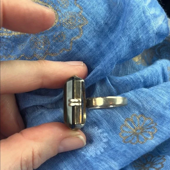 925 Smokey quartz? Vintage large cocktail Ring Sterling Brown Gemstone Ring - Picture 4 of 5